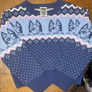 Bluey Knit Sweater with Cat Motifs
